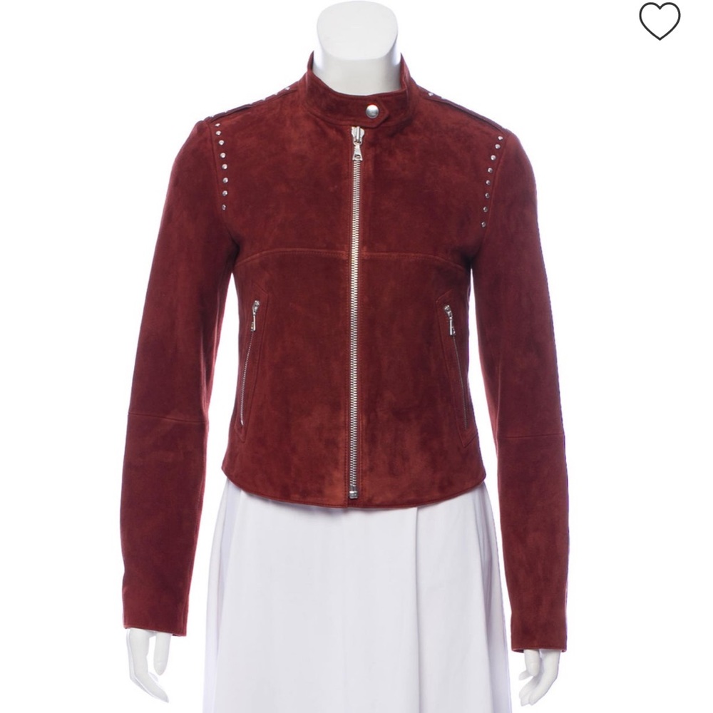 Theory Rust Lamb Suede Studded Jacket